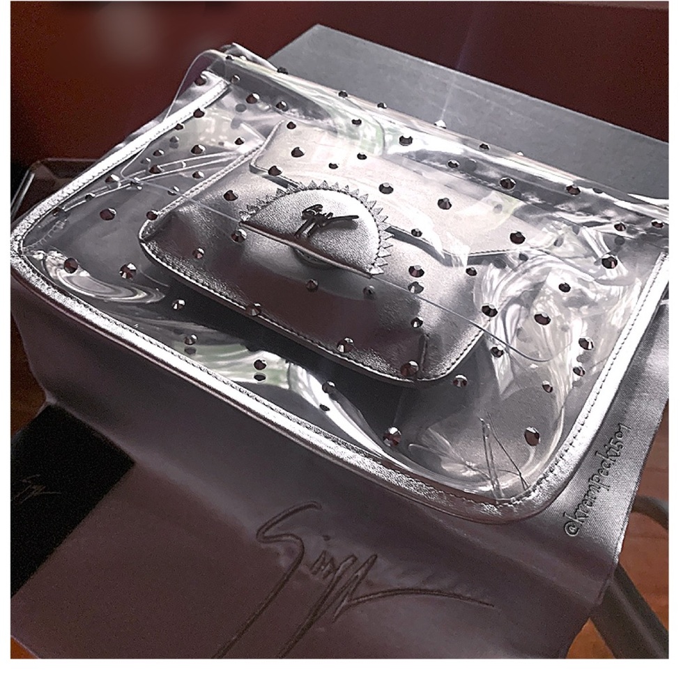 giuseppe zanotti •NEW• clear/jewel & pink clutch